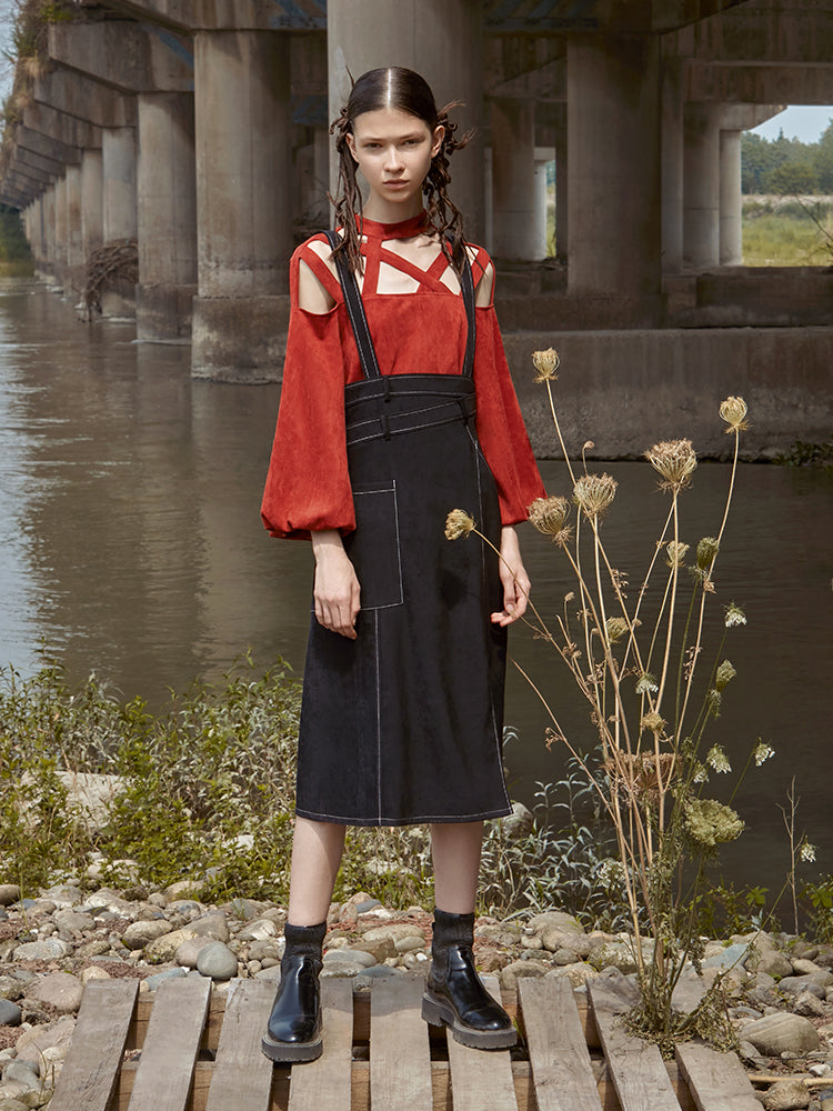 DECONSTRUCTED STRAP DRESS