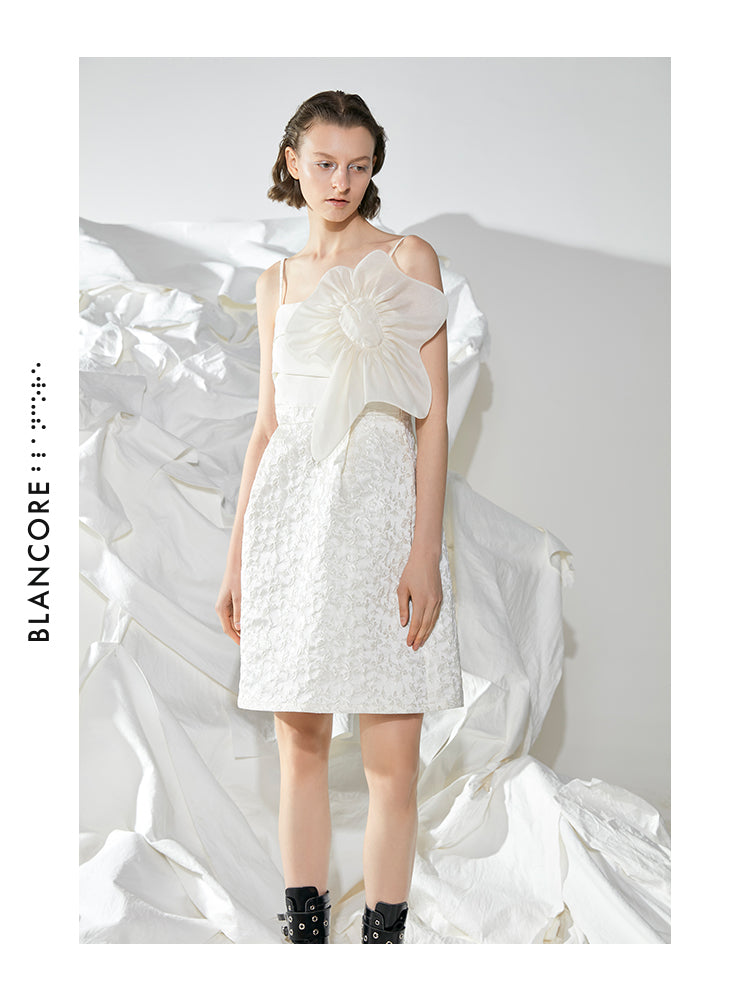 INTERSPERSED CROSS-OVER SUSPENDER DRESS
