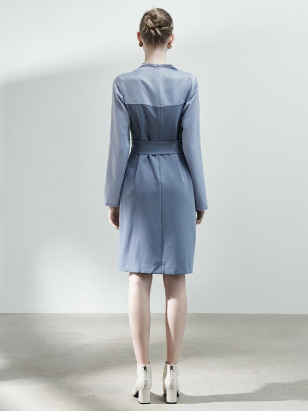 3-D Fold Paneled Satin Dress - BLANCORE