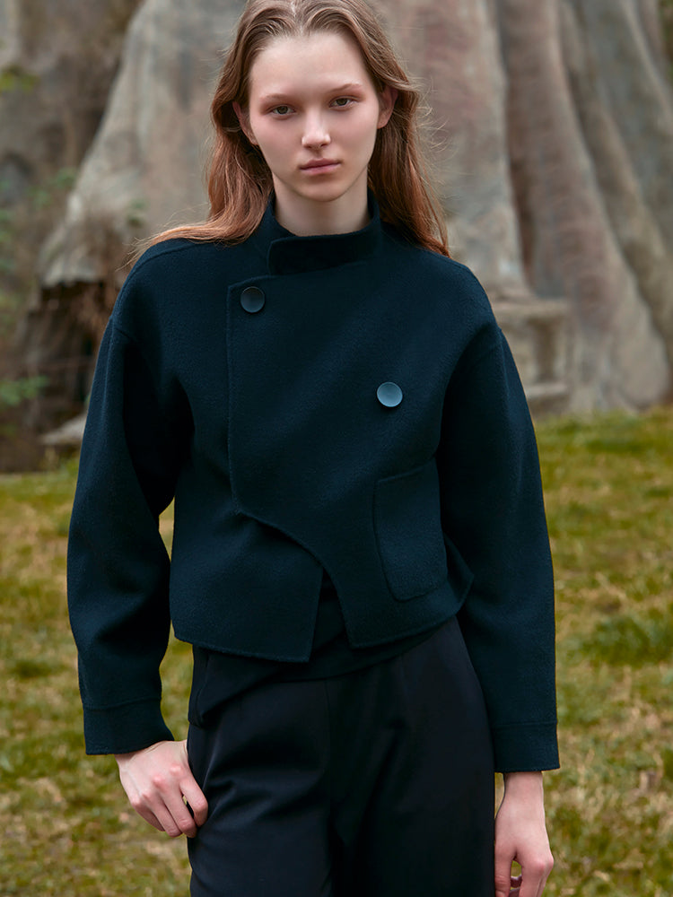 DECONSTRUCTED DOUBLE FACED WOOL COAT