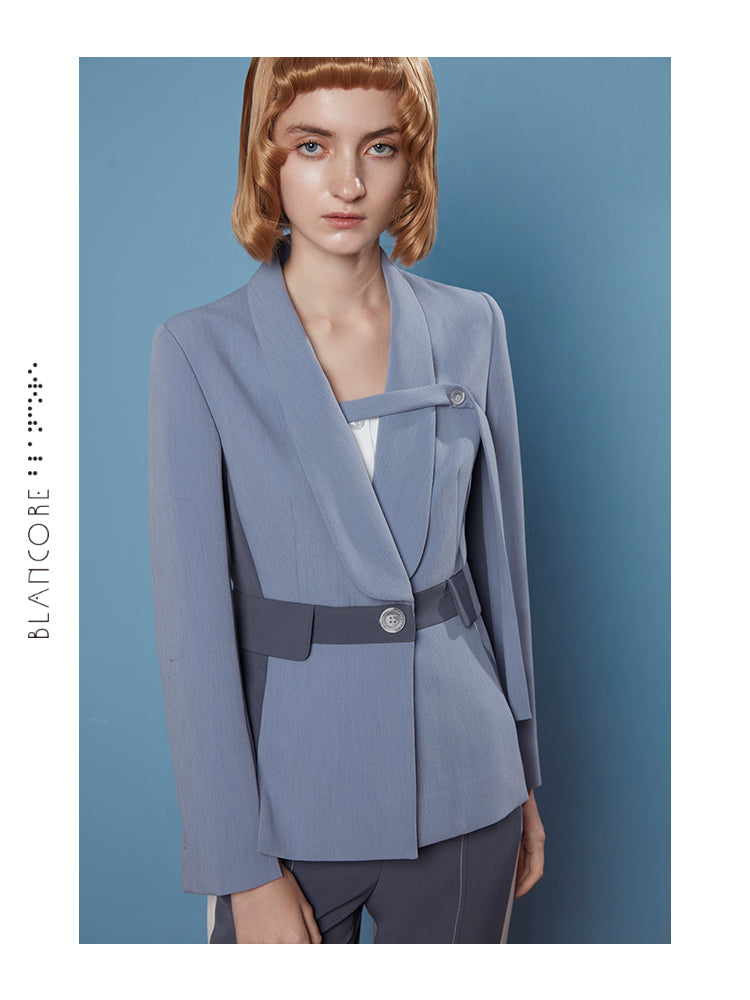 COLOR BLOCK WAISTED BLAZER