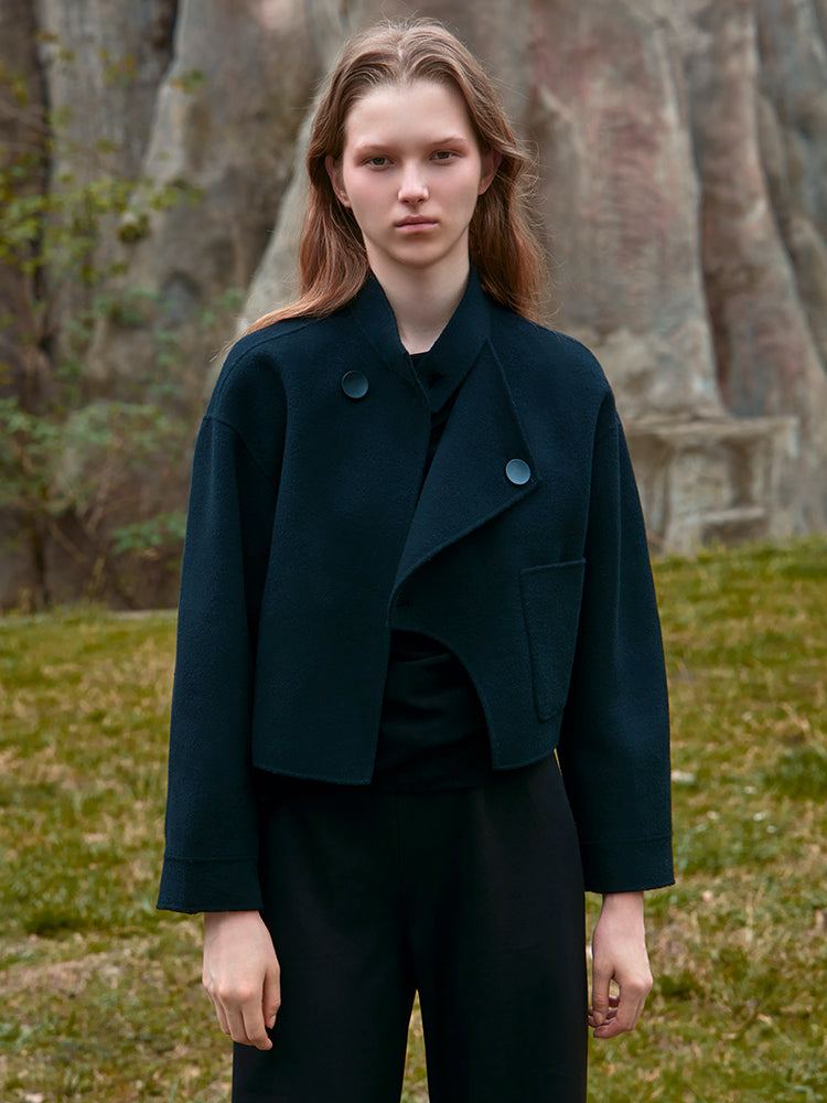 DECONSTRUCTED DOUBLE FACED WOOL COAT