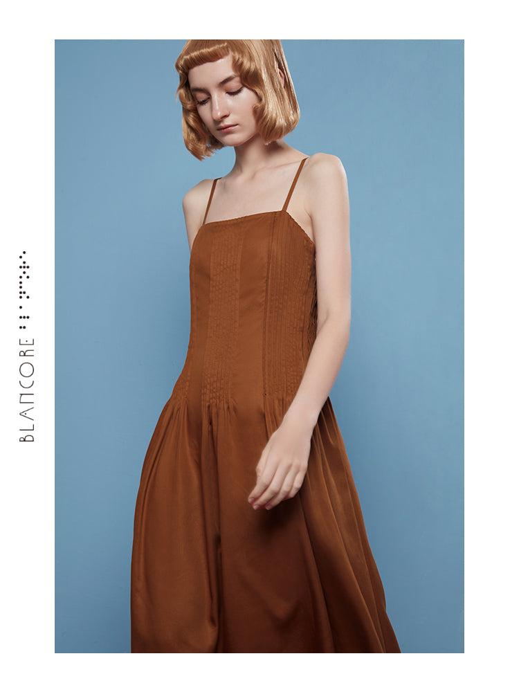 SQUARE COLLAR WAISTED DRESS