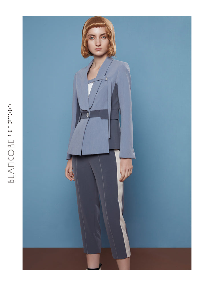 COLOR BLOCK WAISTED BLAZER