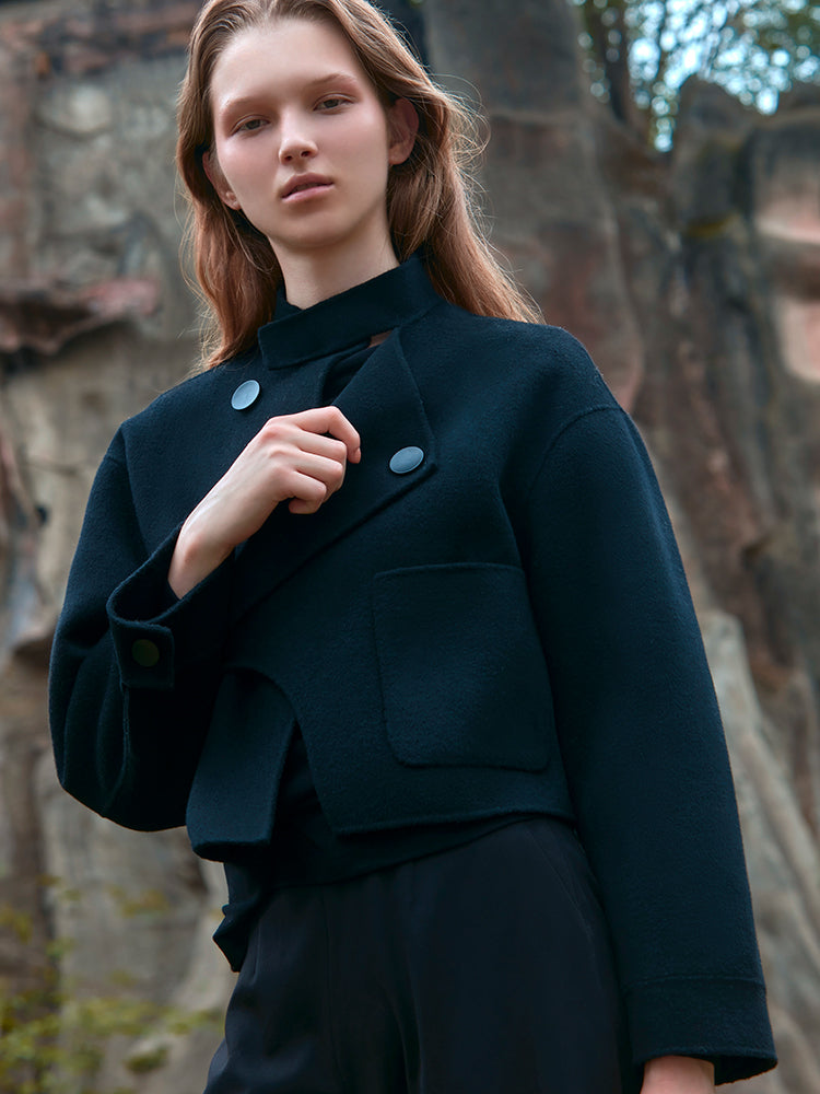 DECONSTRUCTED DOUBLE FACED WOOL COAT