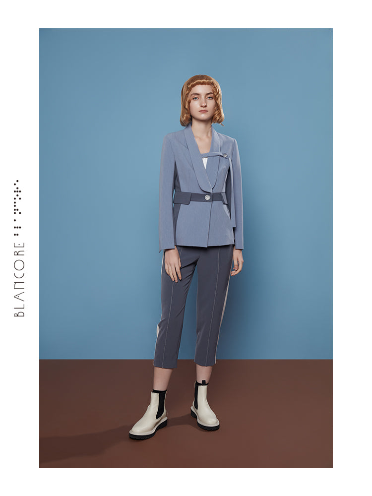 COLOR BLOCK WAISTED BLAZER