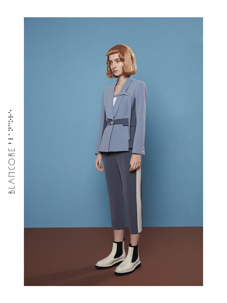 COLOR BLOCK WAISTED BLAZER