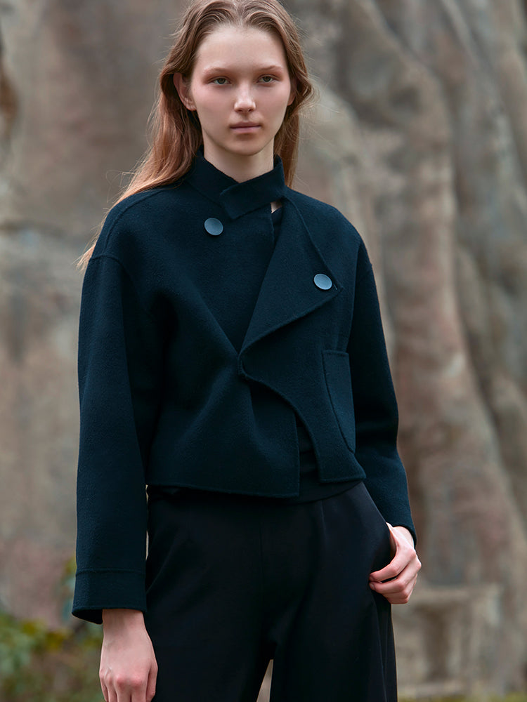 DECONSTRUCTED DOUBLE FACED WOOL COAT