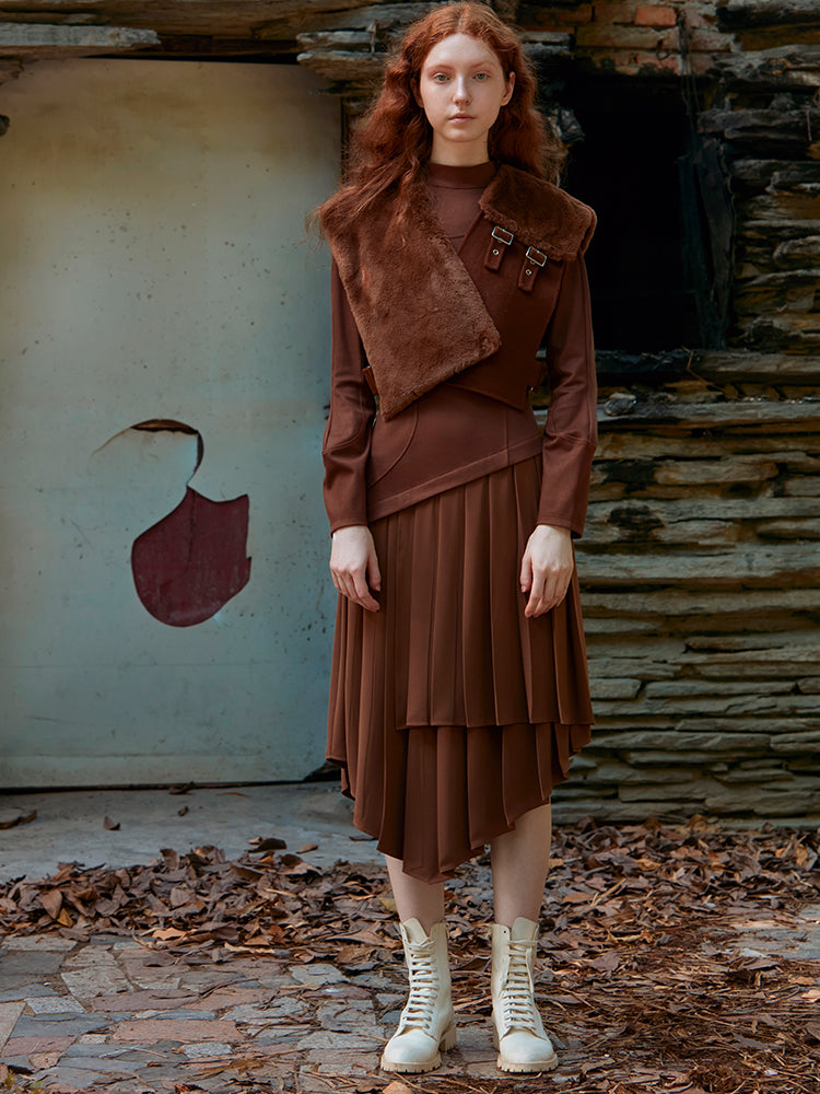 FUR PANELED VEST