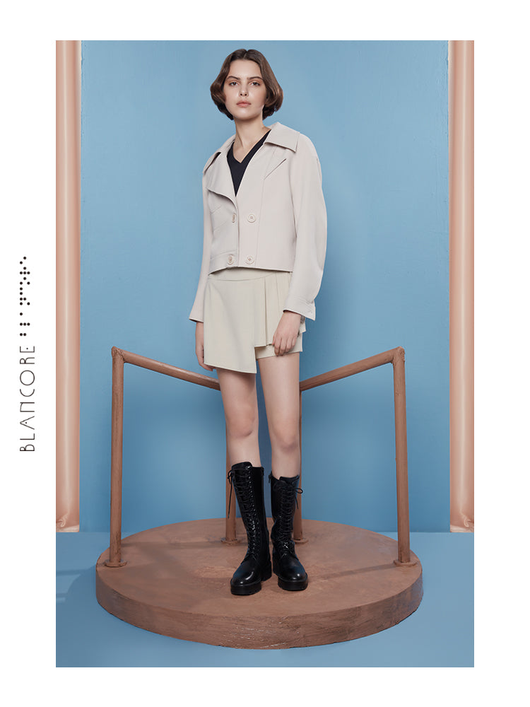 CURVED SPLIT CROPPED JACKET