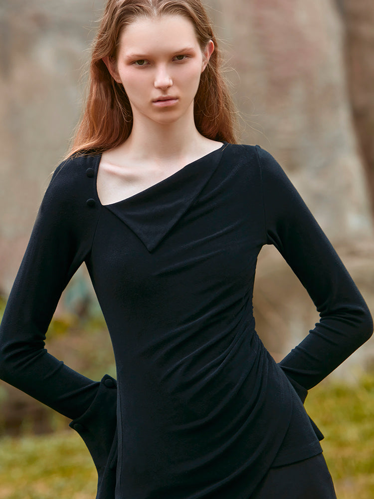 RUCHED TOP  (BLACK)