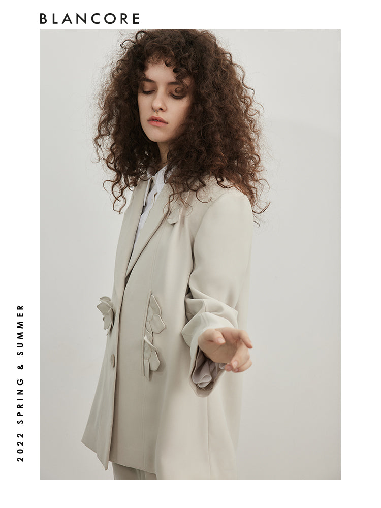 Hollow-Out And Petal Detail Stitching Blazer