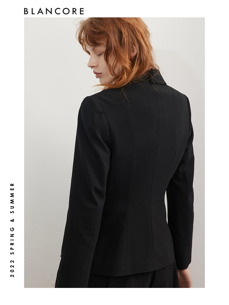 Asymmetrical Blazer With Ruffle