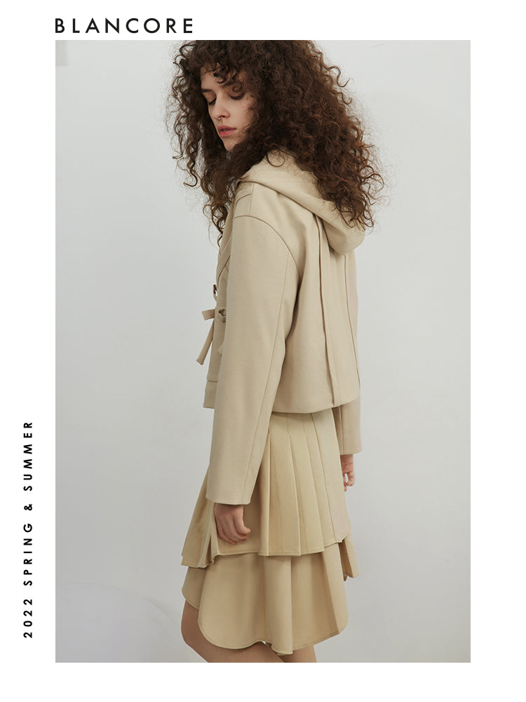 Hooded Jacket With Bow-Embellished Detail