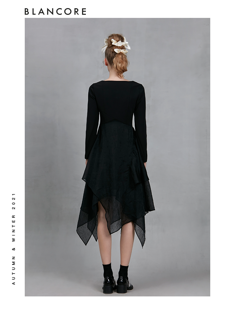 Asymmetrical Dress With Patchwork Hem