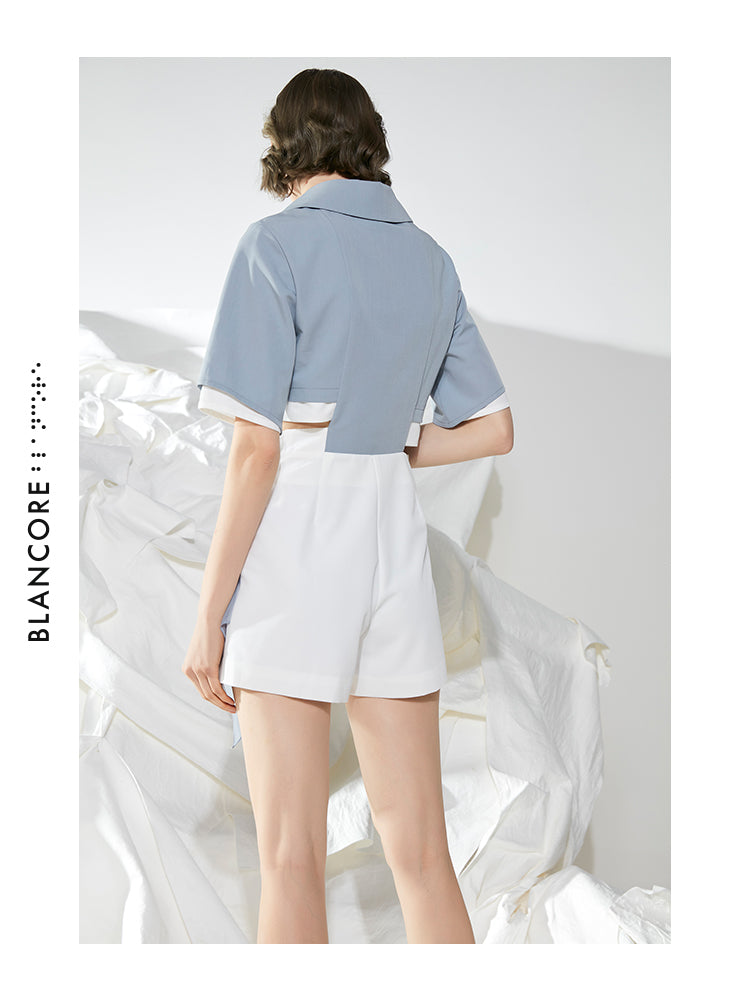 COLOR BLOCK WAIST HOLLOWED-OUT JUMPSUIT