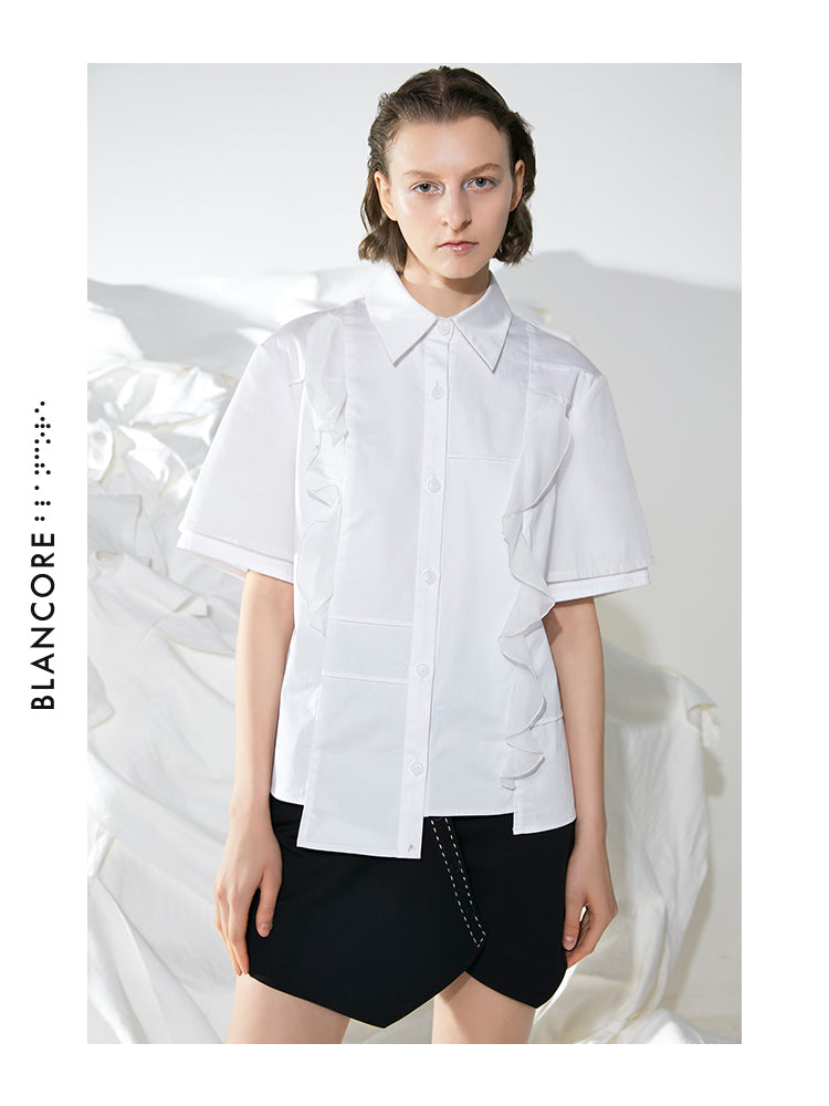 RUFFLED SPLIT SHIRT