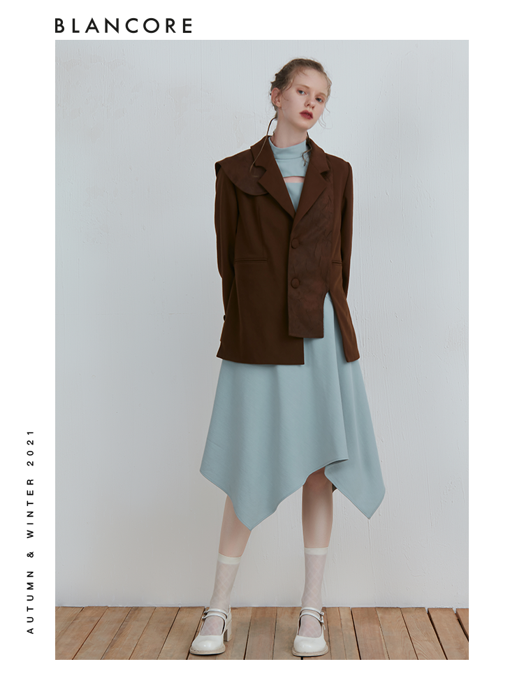 Asymmetrical Leather Panelled Blazer