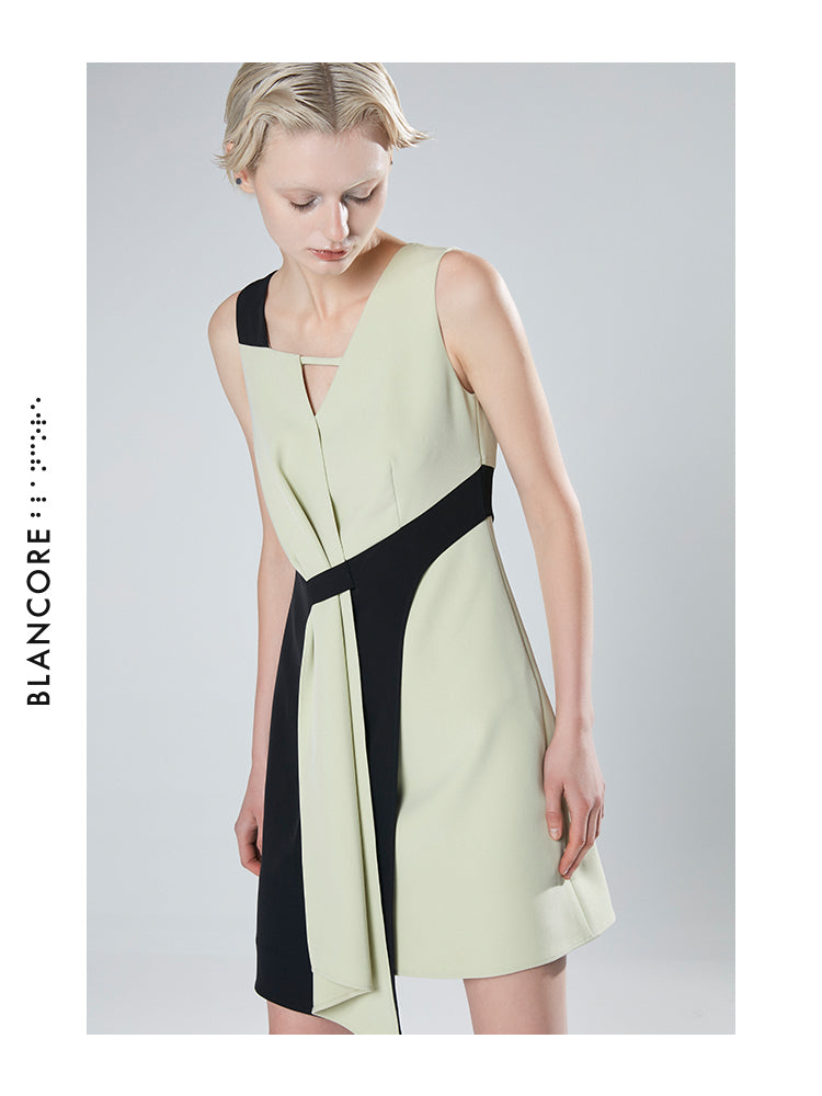 ASYMMETRICAL COLOR BLOCK DRESS