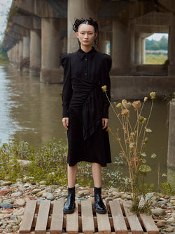 RUCHED SHIRT DRESS