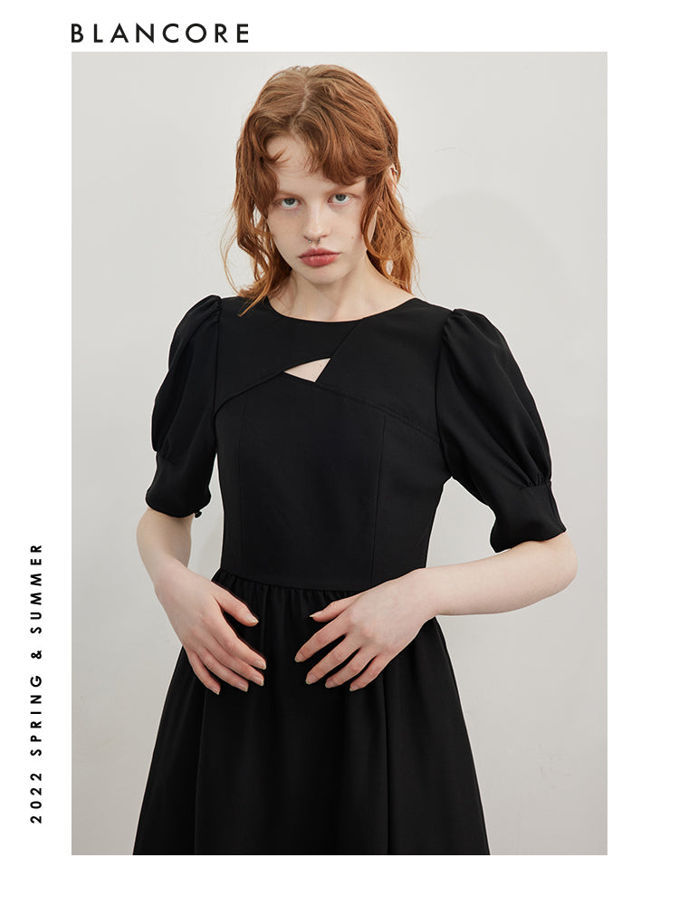 Layered Open-back Black Dress