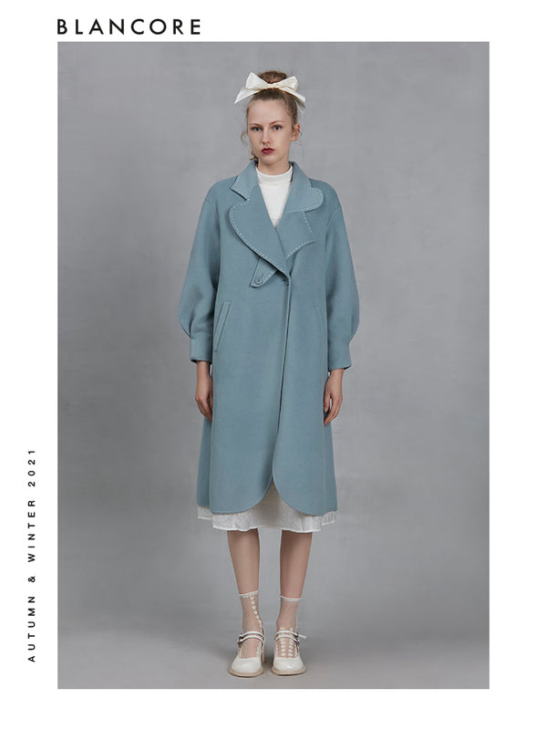 Wool Coat With Asymmetrical Collar