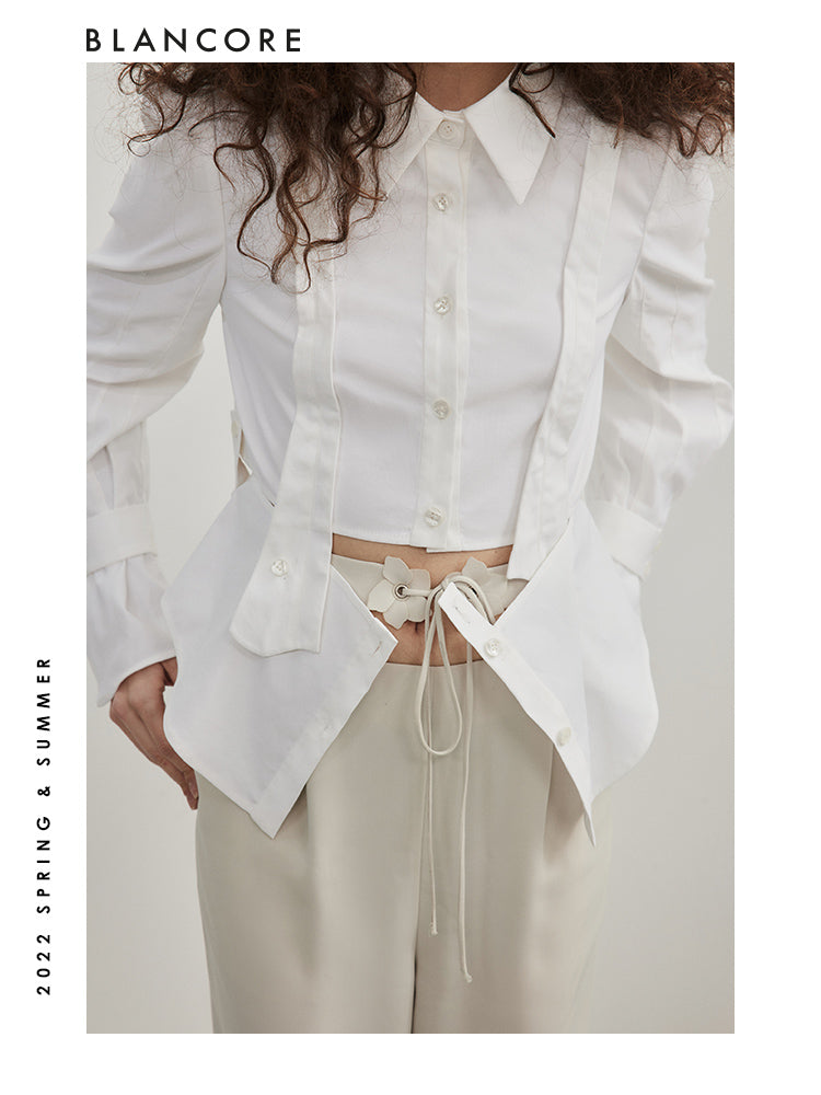 Detachable Cotton White Blouse