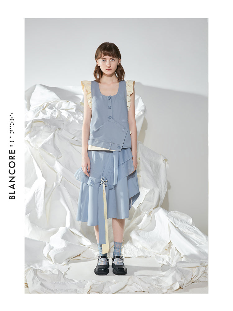 RECONSTRUCTED COLOR BLOCK VEST