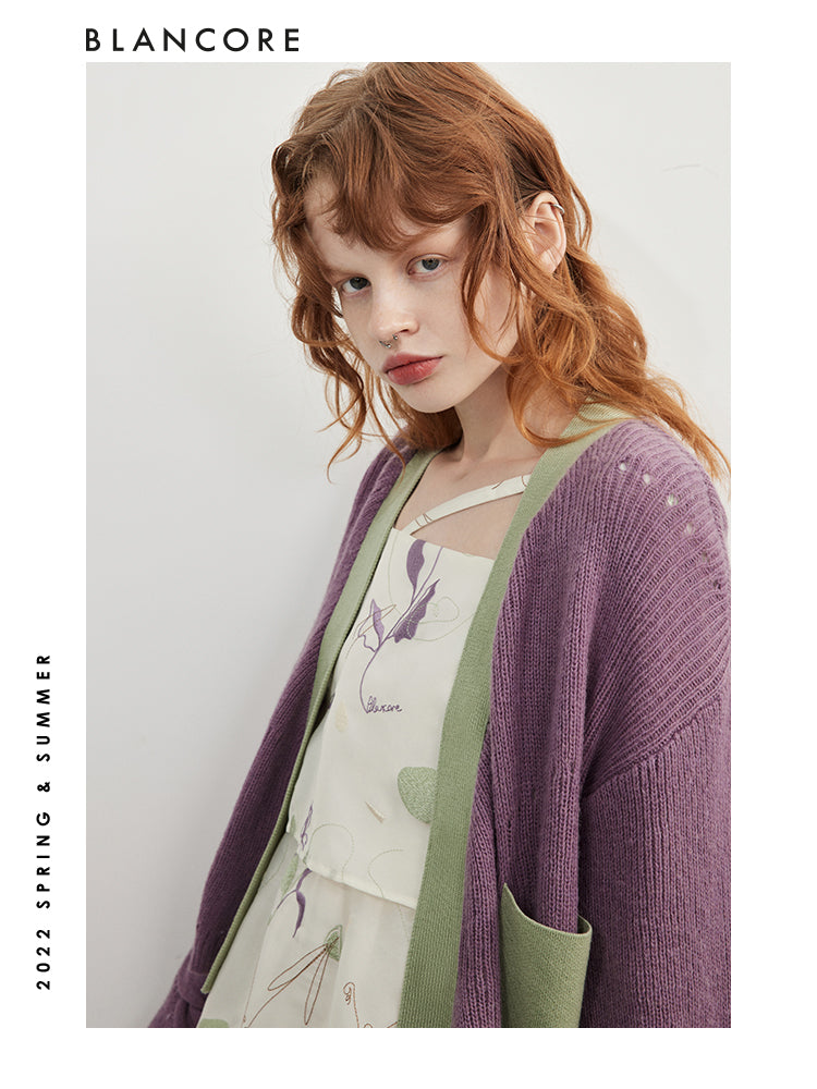 Color Block Wool And Camel Hair Blend Coat