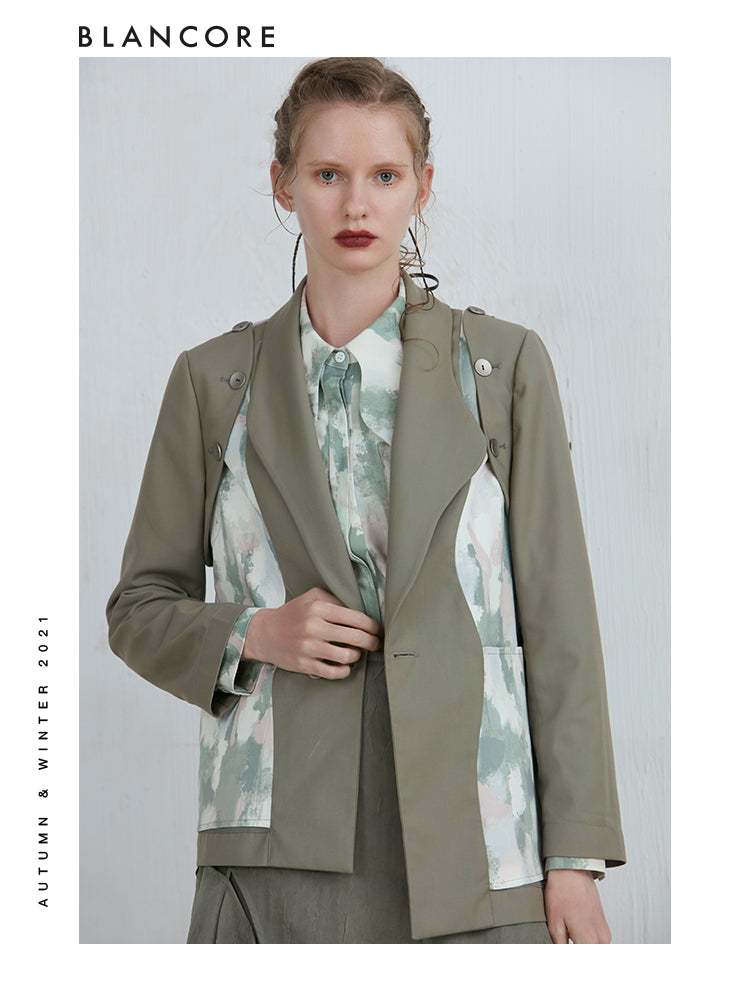 Asymmetrical Blazer With Detachable Sleeve
