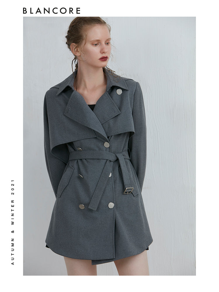 Cape Trench Coat With Pockets