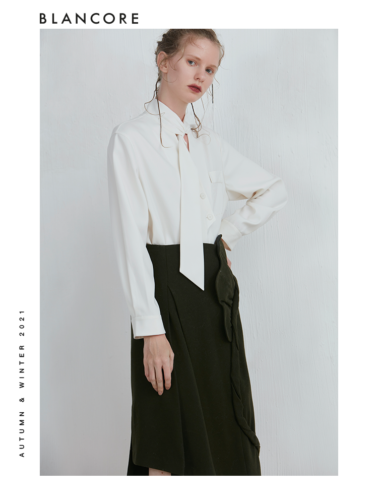 Asymmetrical Blouse With Tie