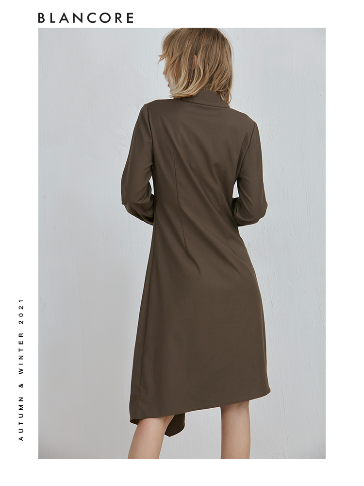 Long Sleeve Dress With Whirling Fabric Detail