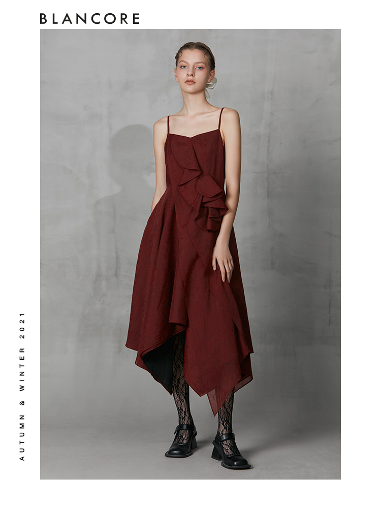 Asymmetrical Ruffle Cami Dress
