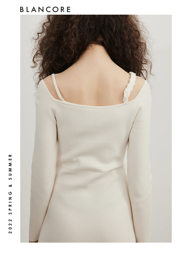 Drawstring Knitted Wool Dress