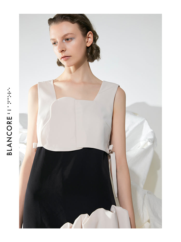 GEOMETRIC STITCHING VOLUME DRESS