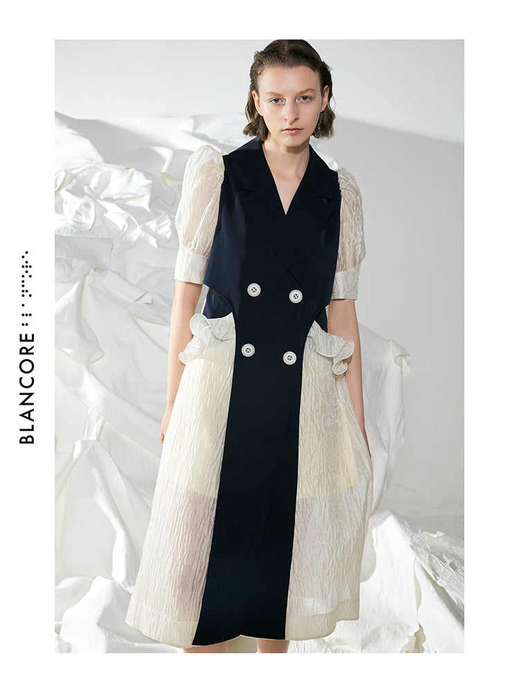 COLOR BLOCK COAT DRESS