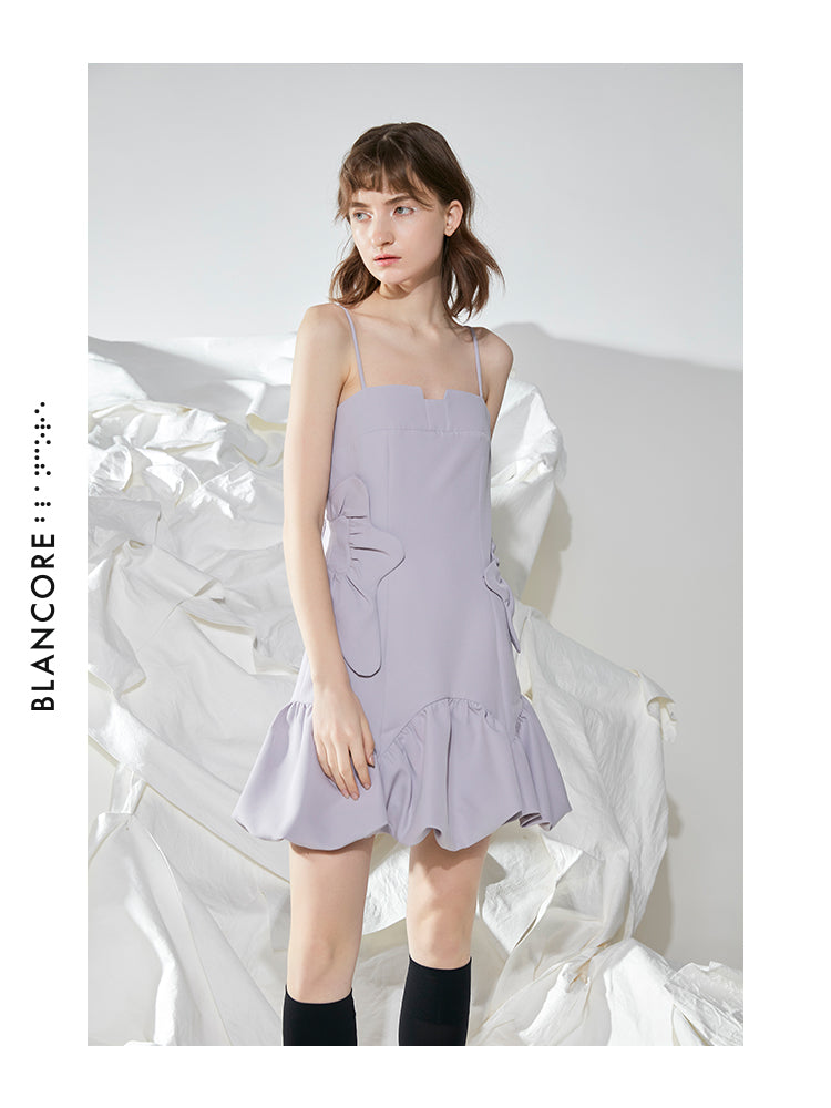 ASYMMETRICAL DECORATIVE STRAP DRESS