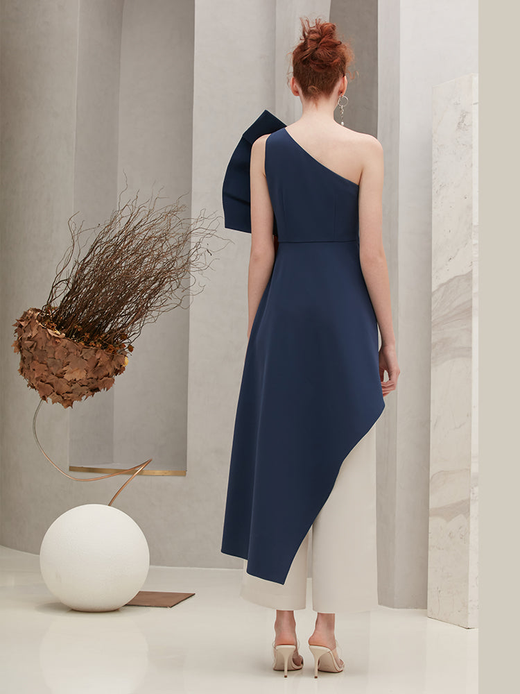 Asymmetric Dress with Fold Detail