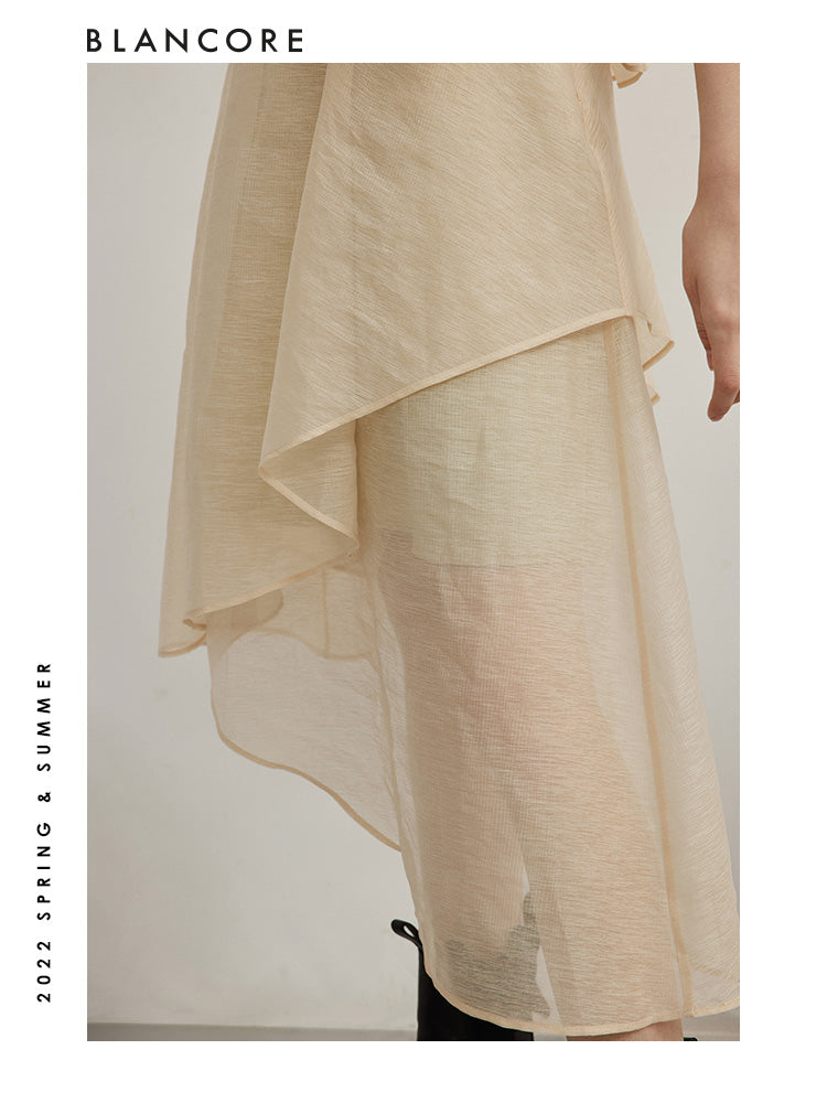 Two-Piece Wrapped Mesh Dress with waist detail