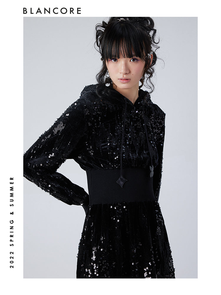Sequin Hoodie Dress