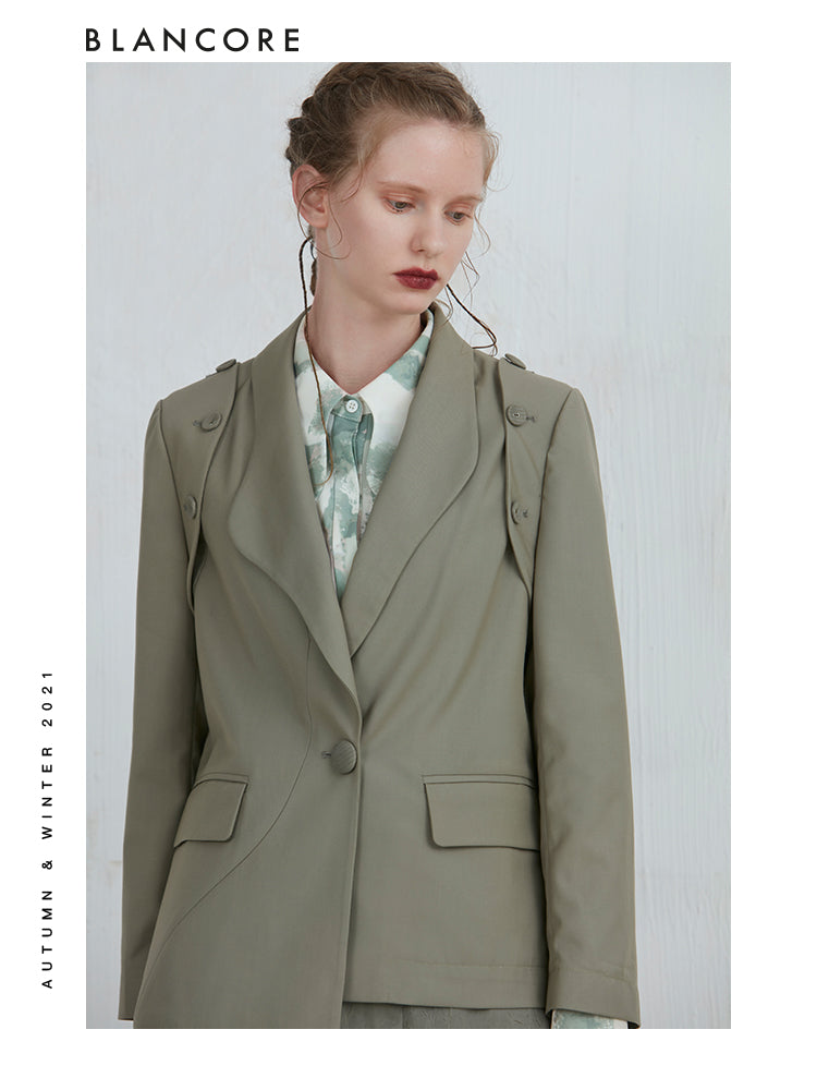 Asymmetrical Blazer With Detachable Sleeve