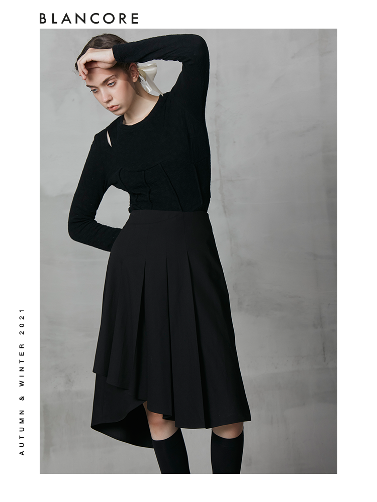 Asymmetrical Pleated Skirt