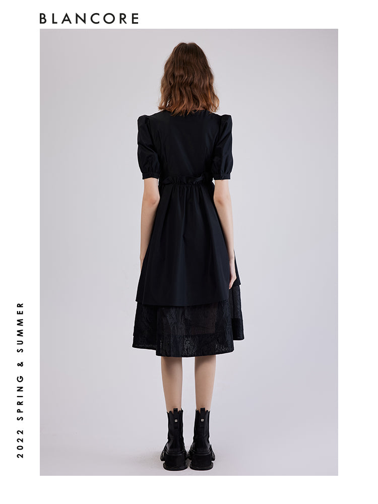 Asymmetrical Veil Layred Wrap Dress
