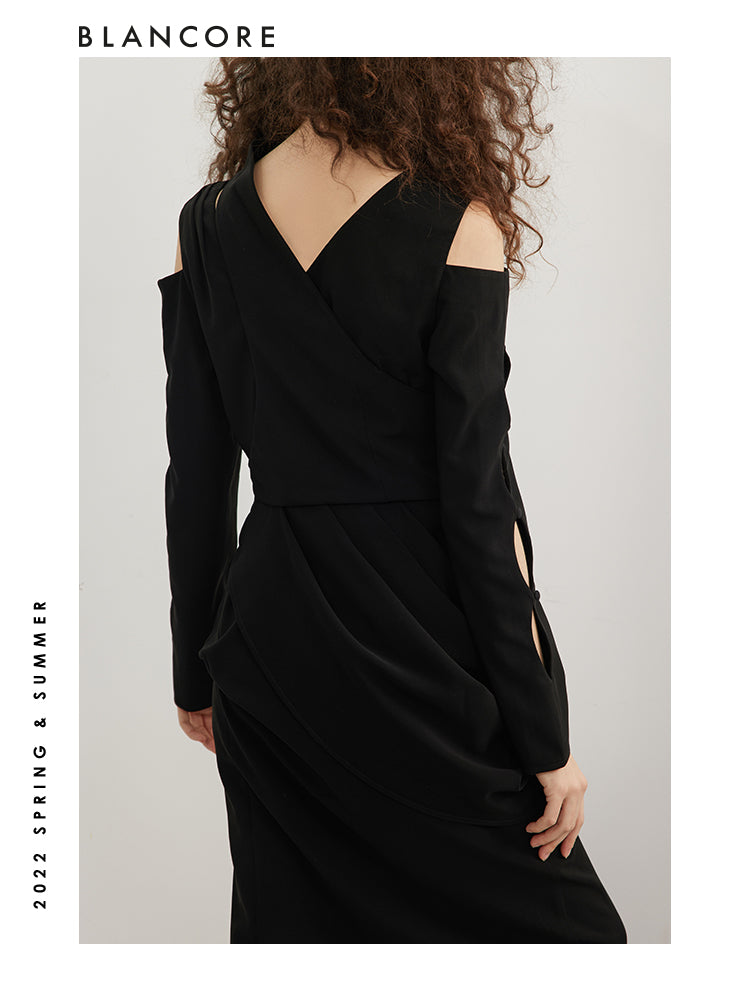 Asymmetrical Hollow-Out Slit Dress