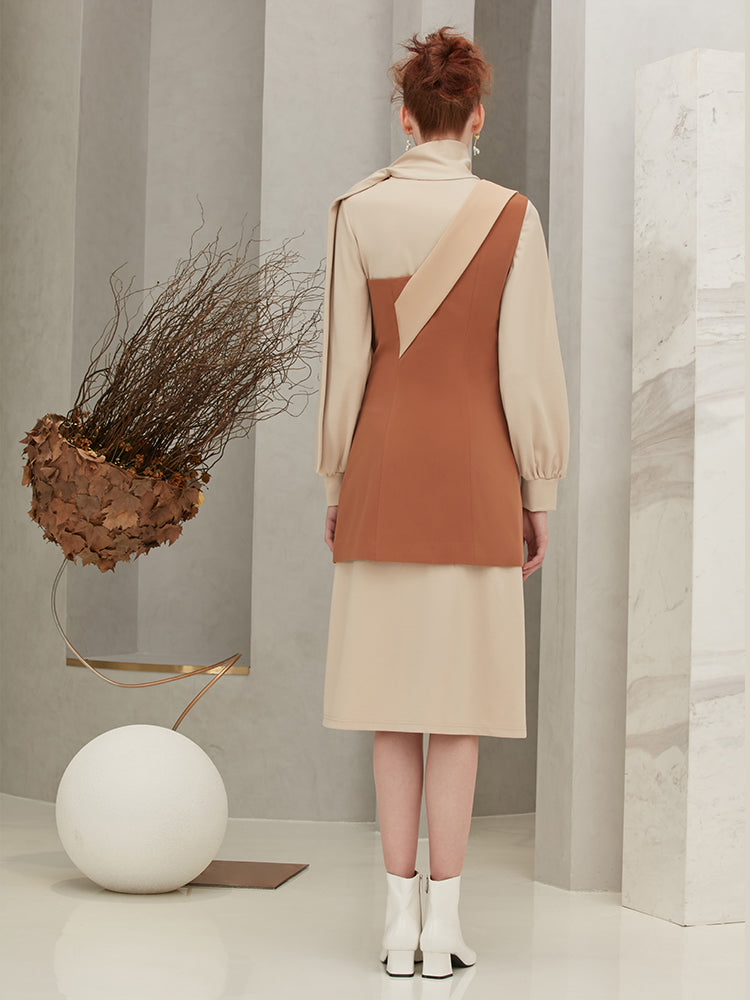 Color Block Waistcoat Style Dress