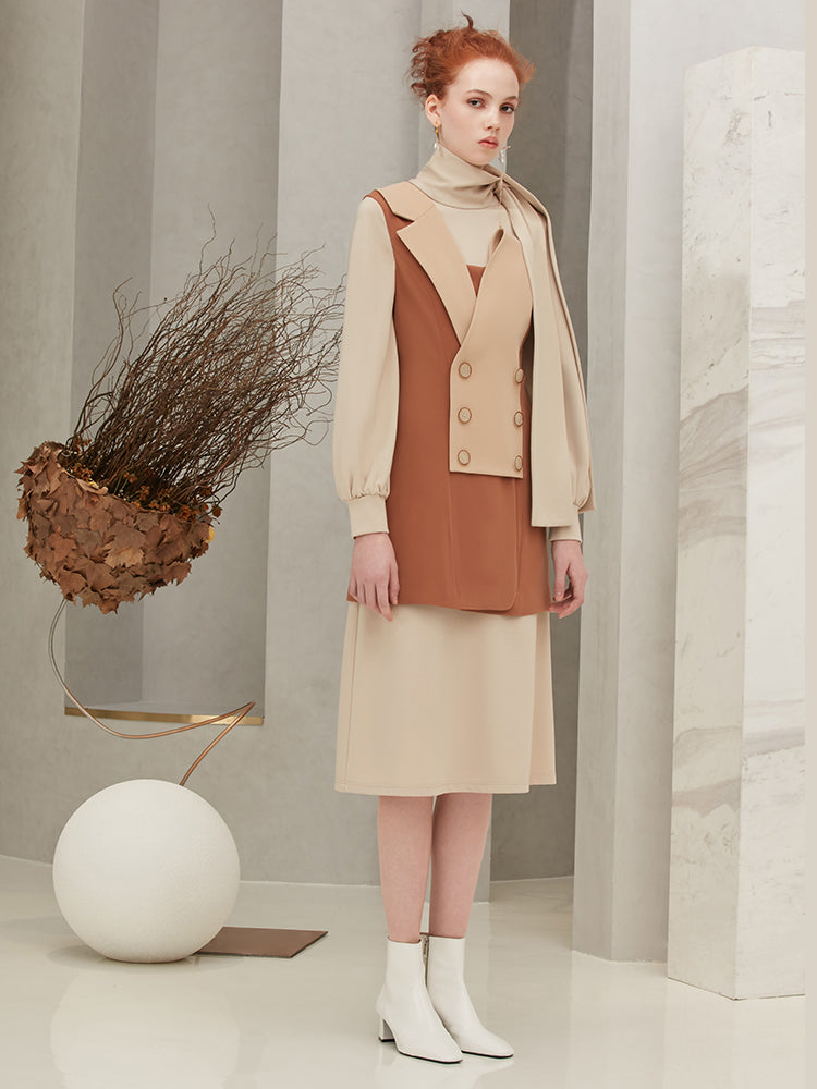 Color Block Waistcoat Style Dress