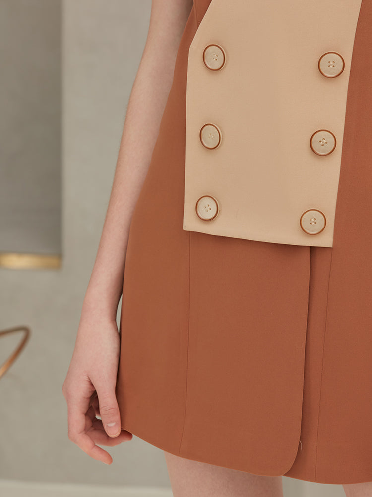 Color Block Waistcoat Style Dress