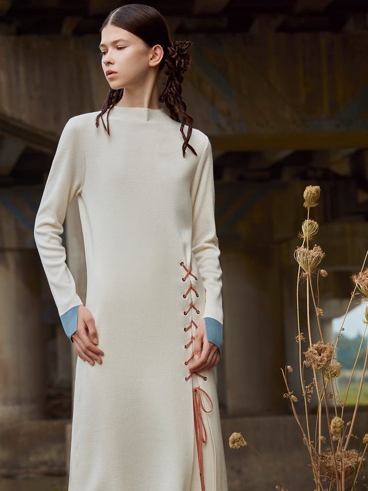 HIGH SPLIT DRAWSTRING KNIT SUIT