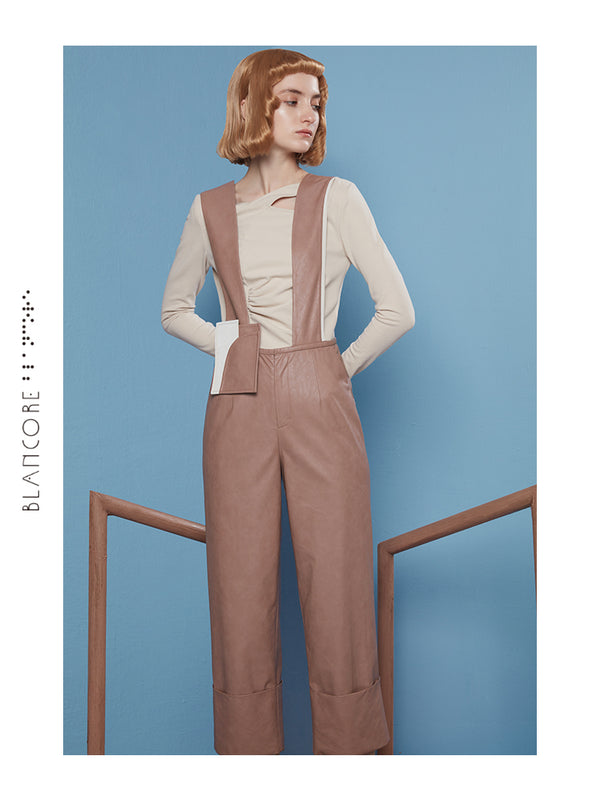 ASYMMETRICAL WAISTED RECONSTRUCTED  STRAIGHT TROUSERS